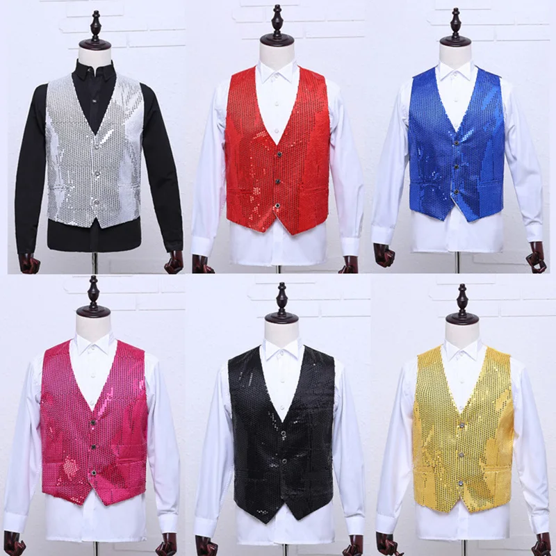 

2018 Fashion direct Coat Men NF down Sequins Vest collar men's cultivate one's morality Down sleeveless Stage Performance jacket