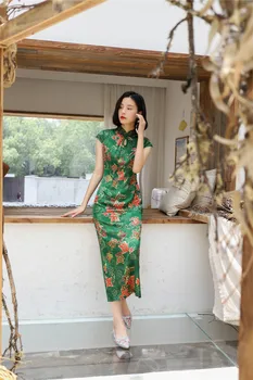 

Shanghai Story Chinese Traditional Dress Orientral Dresses Long Floral Print Cheongsam Qipao Spring Summer