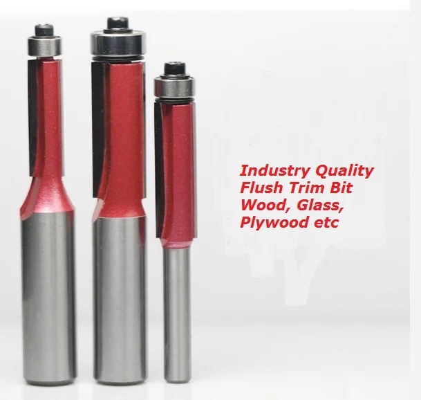 Double Flutes 1/4" x 3/8" Straight Flush Trim Router Cutter Bit with