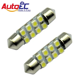 

AutoEC 10x festoon 8 smd 1210 31/36/39/41mm Dome Light 3258 SMD led Festoon Car Auto Light Bulb White Blue DC 12V #LK02