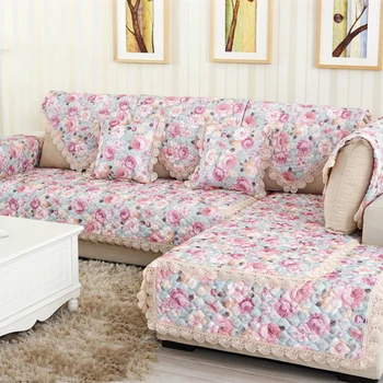 

3D Flower Pattern Sofa Cover Towel Slipcover Plush Fabric Thick Sofa Modern Non-slip Sofa Couch Cover Corner Towel Mats 1PCS