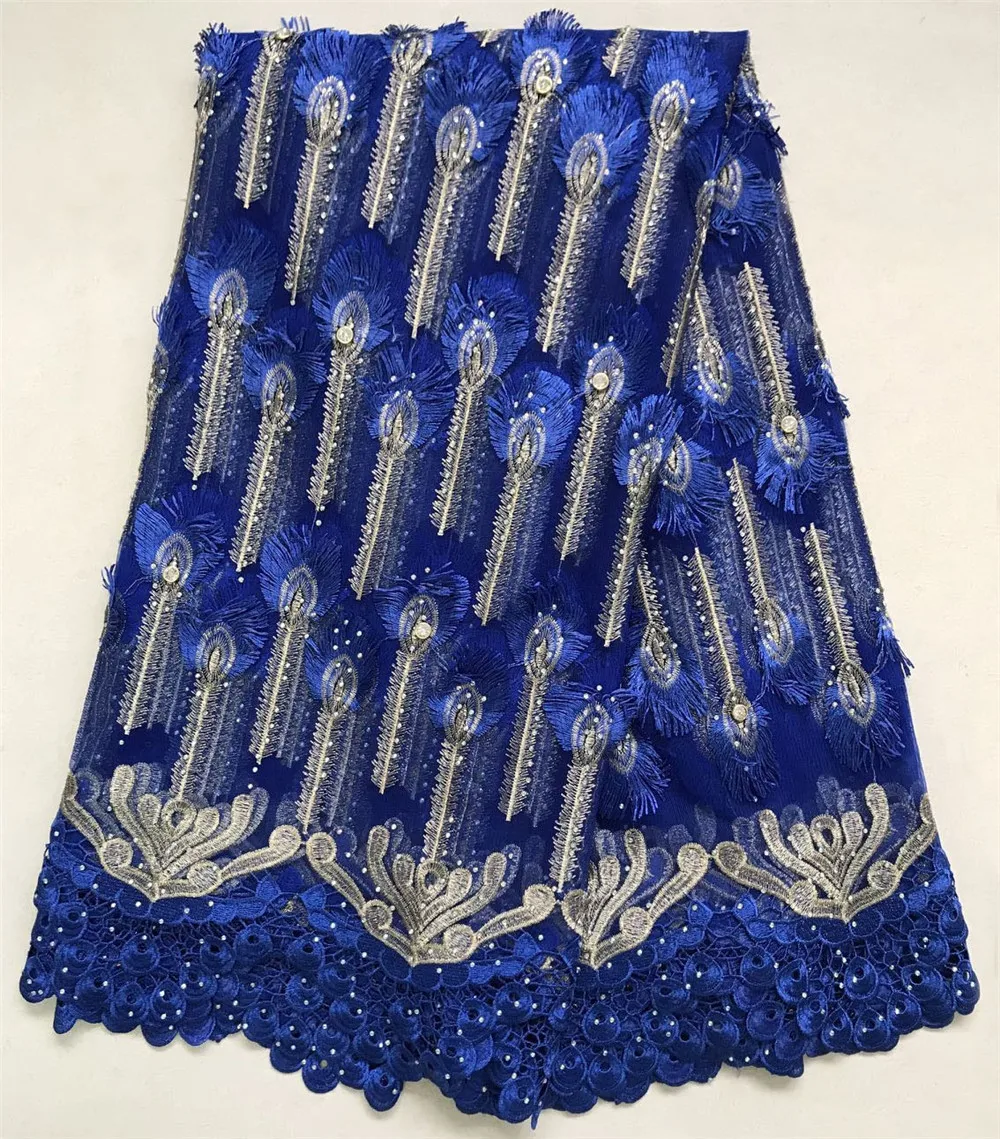

royal blue african fabric tissu dentelle perles strass nigeria lace bridal lace fabric with stone couture materiel5yard/lot5810-