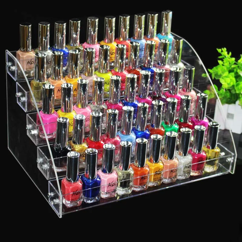 5 TiersLayer New Clear Acrylic Plastic Nail Polish Rack Lipstick Organizer Storage Display Shelf