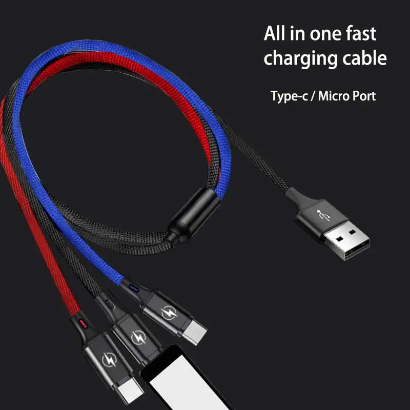 usb зарядный кабель для samsung huawei type-c usb Быстрый зарядный кабель для xiaomi oneplus 3 в 1 micro usb для oppo nokia sony