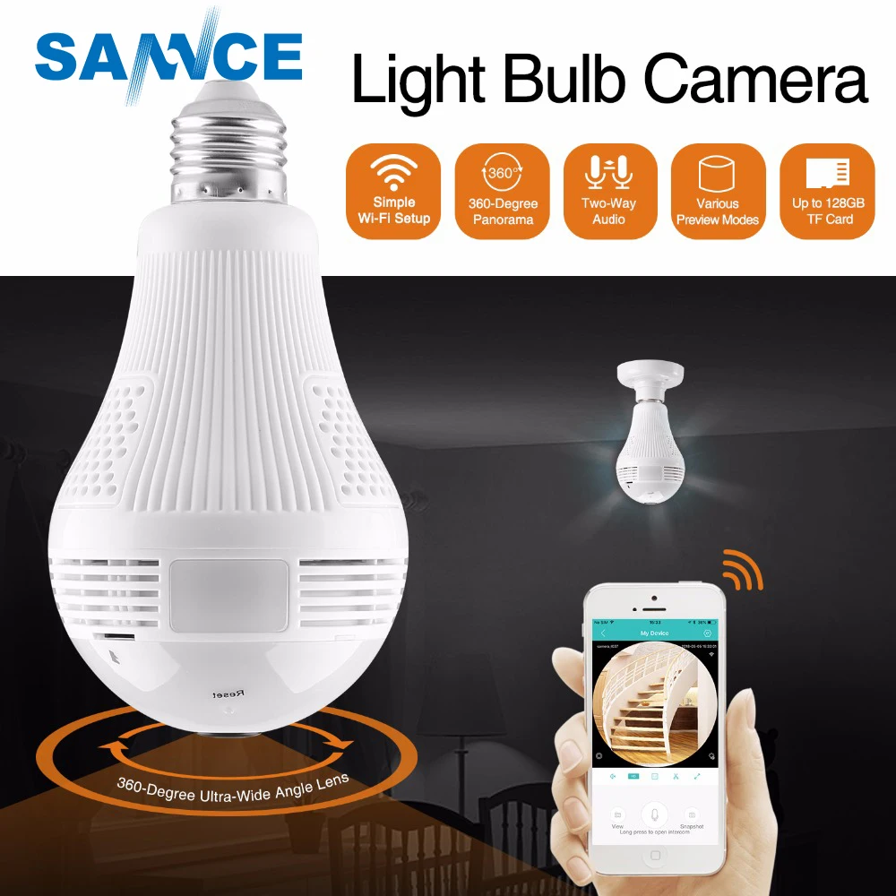 SANNCE Led Light 960P Wireless Wifi IP Camera Panoramic FishEye Home Security Surveillance CCTV Camera 360 Degree Night Vision SANNCE Led Light 960P Wireless Wifi IP Camera Panoramic FishEye Home Security Surveillance CCTV Camera 360 Degree Night Vision