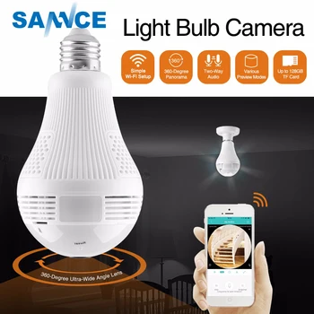 

SANNCE Led Light 960P Wireless Wifi IP Camera Panoramic FishEye Home Security Surveillance CCTV Camera 360 Degree Night Vision