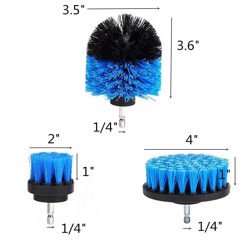ALLSOME 3 шт. 2/3. 5/4 дюймов синяя дрель щетка для плитки Затирка мощность скруббер Ванна Чистящая Щетка для электрической дрели HT1848