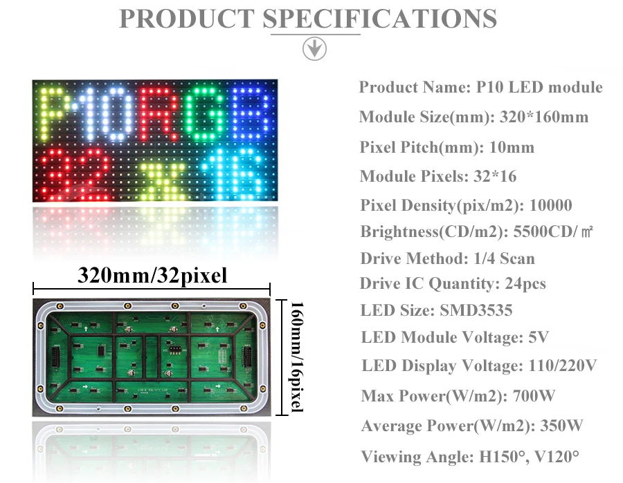 High quality P10 LED display module 111