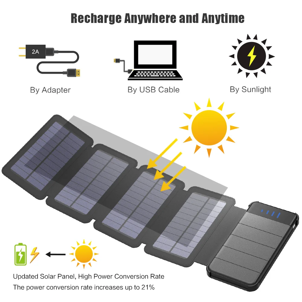 X-DRAGON Solar Charger 10000mAh Detachable Solar Power Bank Waterproof External Battery for Outdoor Cell Phones X-DRAGON Solar Charger 10000mAh Detachable Solar Power Bank Waterproof External Battery for Outdoor Cell Phones