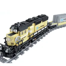 Питание от батареи поезд maersk контейнер поезд дизель-Электрический Грузовой строительные блоки кирпичики город Развивающие игрушки для детей