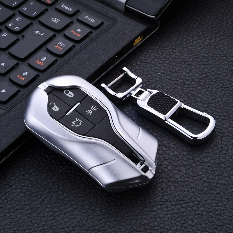 

Aluminum Alloy Car Key shell Case Cover Holder With Keychain For Maserati Quattroporte Ghibli Levante Car Accessories