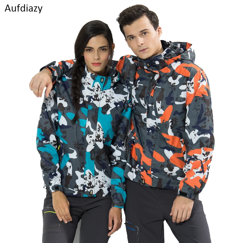 

Aufdiazy Men's Women's Spring Breathable Waterproof Camouflage Outdoor Jackets Hiking Trekking Lovers Coats Windcheaters JM079