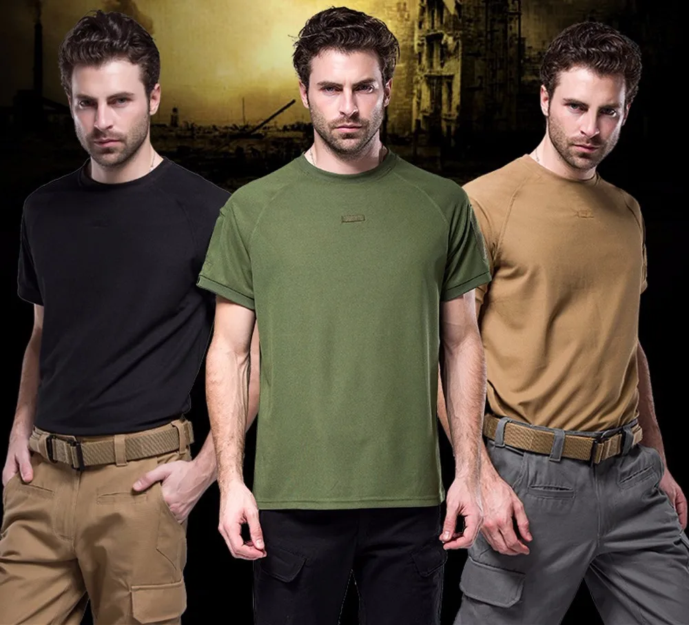 

Shanghai Story Men Military T Shirts New Summer Army Quick Dry Black Green Brown T-Shirt Tactical Tees Tops For Male