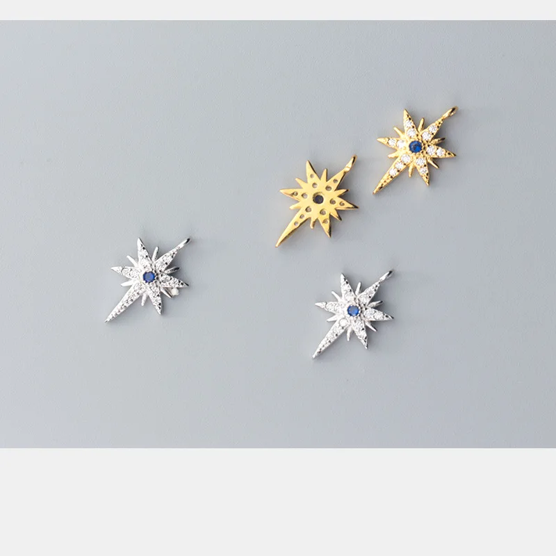 925 пробы серебряные Сияющие AAA циркониевые проложенные звезды амулеты 17 мм маленькие изысканные серебряные подвески Widgets DIY ювелирные изделия