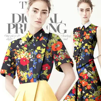 

The Tuileries garden colorful branches brief strokes flower printed thin silk scarf cotton fabric