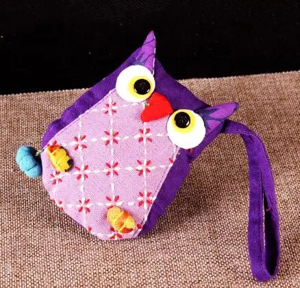 

10pcs/lot chinese style woman casual cartoon owl coin wallet girl cute owl purse mini coin wallet