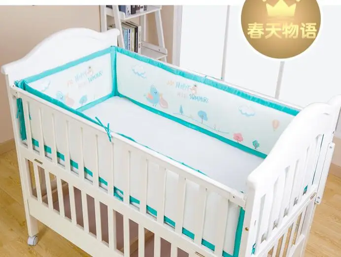 Хлопковая детская Защитная кровать бампер кроватка комплект для детской кроватки Мягкий съемный моющийся новорожденный постельное белье-бампер Детская комната Декор милый утолщенный - Цвет: 110-65