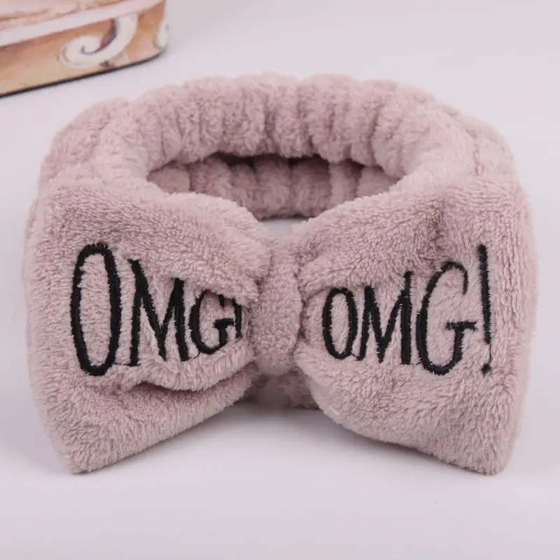 khaki hairband Лидер продаж, женские повязки на голову omg, повязка для макияжа, эластичная бархатная повязка на голову с бантом, коралловый флис, модные аксессуары для волос для девушек - Цвет: khaki hairband