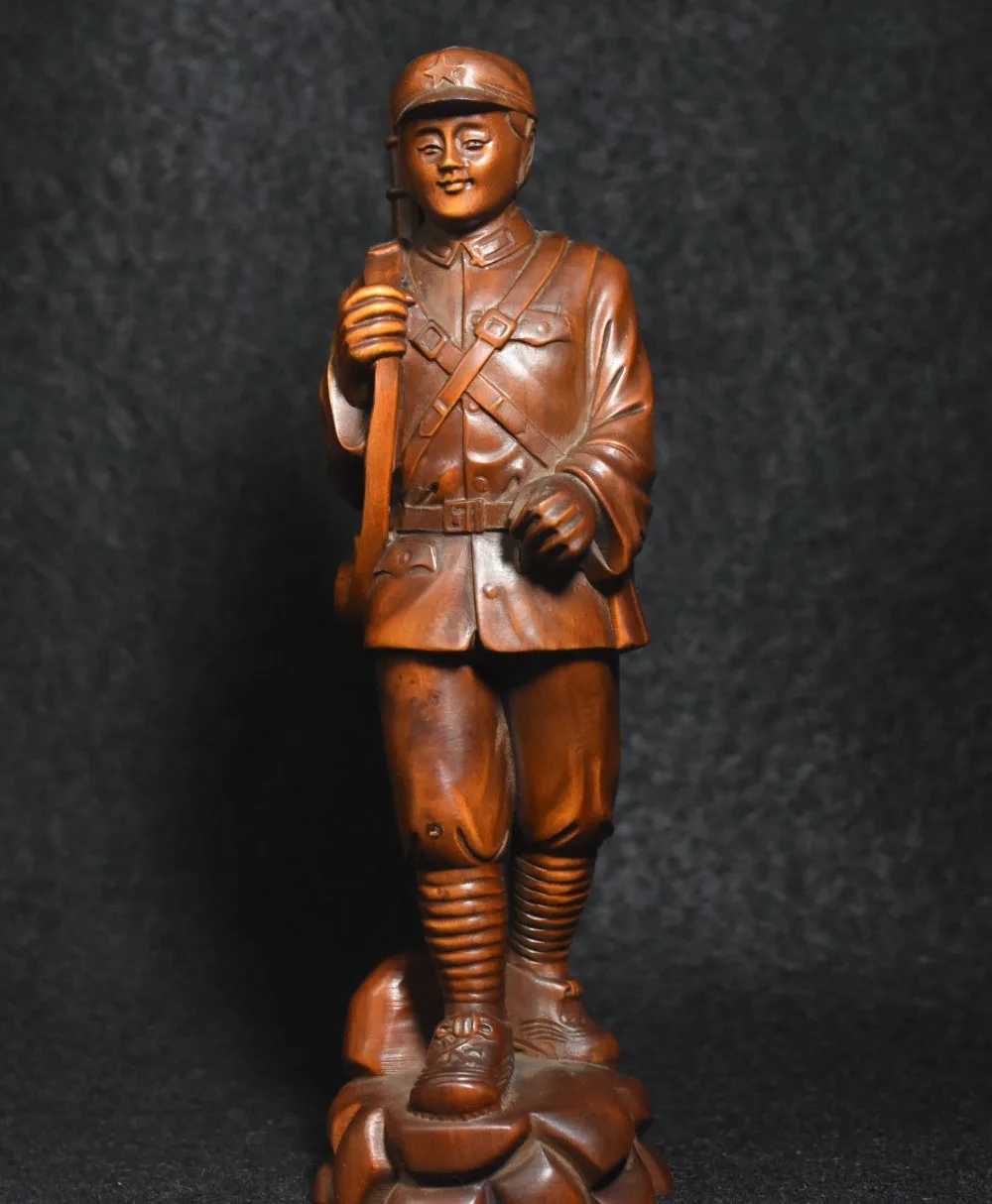 

Crafts statue Chinese Boxwood Carved Ksitigarbha Boddhisattva Buddha Ride DiTing Beast Statue