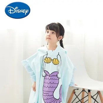 

Disney Mermaid Hooded Towel Children Cartoon Bathrobe Cotton Breathable Soft Baby Bath Towel