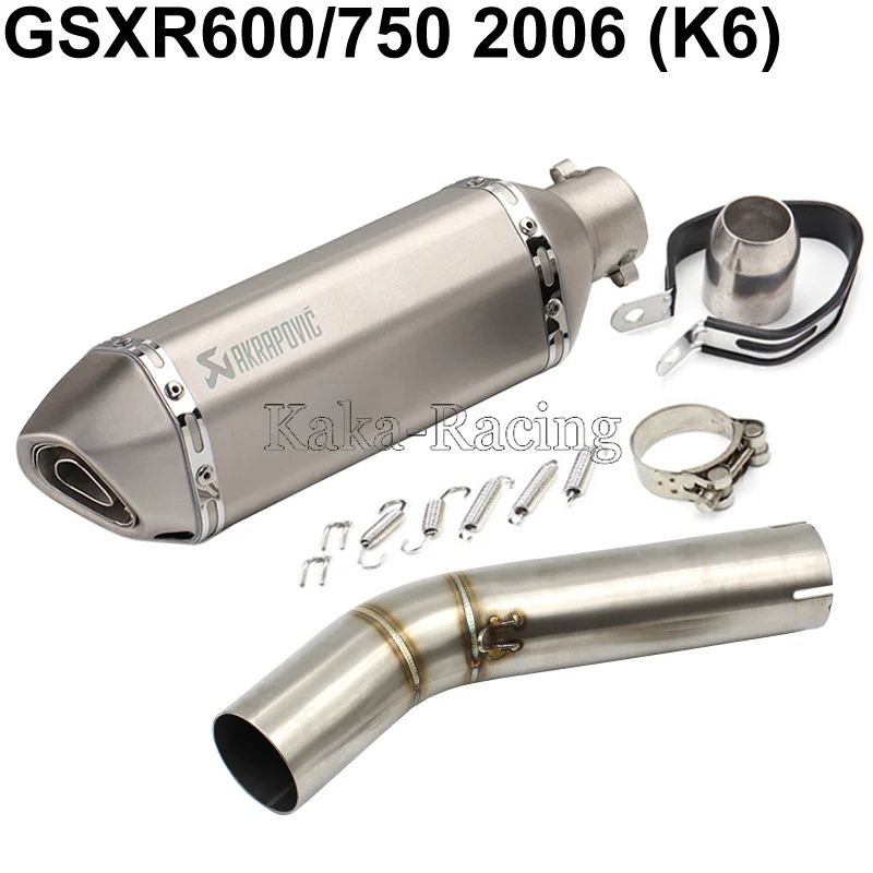Motorcycle Middle Link Pipe With Akrapovic Exhaust Muffler Tail For Suzuki Gsxr600 Gsxr750 Gsx