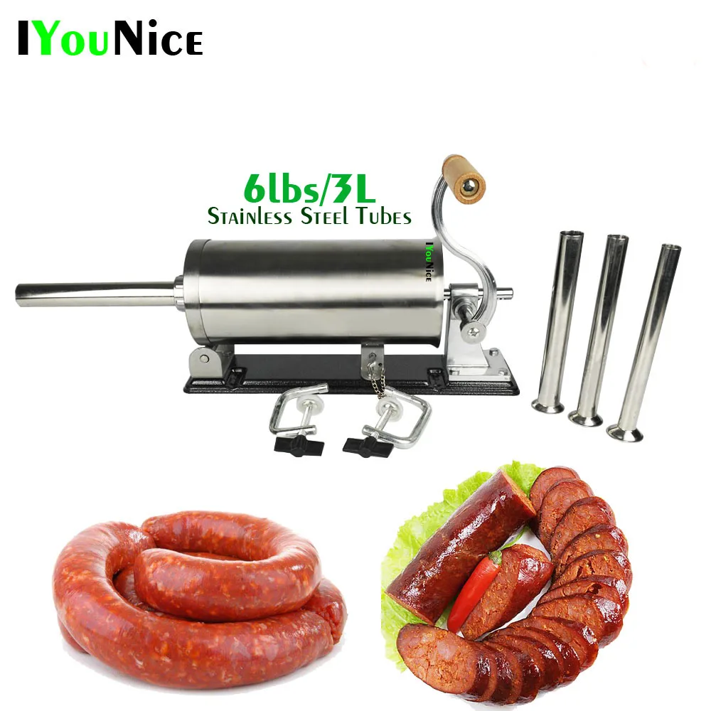 6lbs Stainless Steel Manual Horizontal Sausage Stuffer Hand Operated