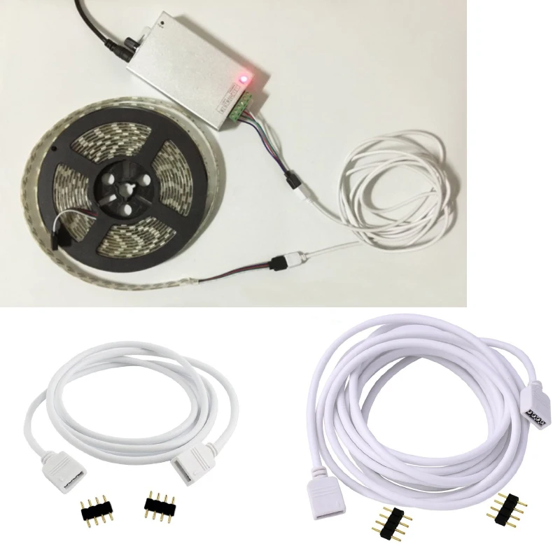 

4 Pin 1M Strip Extension Ribbon RGB LED Cable LED Strip Light Connector HUG-Deals