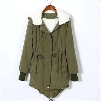 

2019 winter plus size Korean thickened lambskin swallowtail long jacket women winter casual fashion army green wome jacket B524