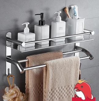 $US $64.99  Free Punching Towel Rack Bathroom Shelf Wall Hanging Bathroom 304 Stainless Steel Toilet Vanity Sto