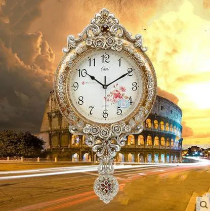 Европейский ретро стиль качели настенные часы немой кварцевые гостиная спальня настенные часы Мода домашний декор