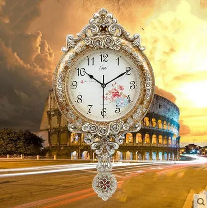  European Retro Style Swing Wall Clock Mute Quartz Living Room Bedroom Wall Clock Fashion Home Decor - 32767652513