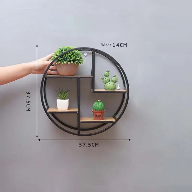 Скандинавские настенные украшения, полка для хранения, настенная подвесная рама, железная твердая деревянная перегородка, круговой Декор для гостиной