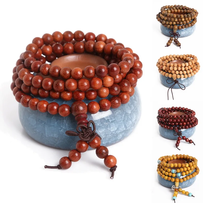 

Pulseras 108 beads 6mm Natural Sandalwood Buddhist Buddha Wood Prayer Beads Mala Unisex Men Bracelets & Bangles Jewelry Bijoux