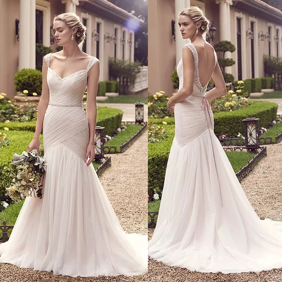 

Exquisite Intricate Lace Over Bodice a-Line Design Destination Mermaid Wedding Dress See Through Chiffon Plus Size Bridal Dress