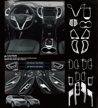 

For Hyundai Santa Fe 2013-2016 New Chrome Interior Cover Molding 21Pcs