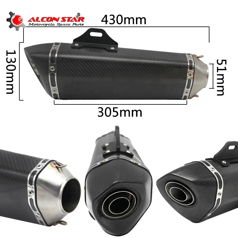 Alconstar 51mm выхлопная труба для мотокросса мотоцикла с глушителем CB600 ER6N Z750 MT07 YZF DUKE FZ6