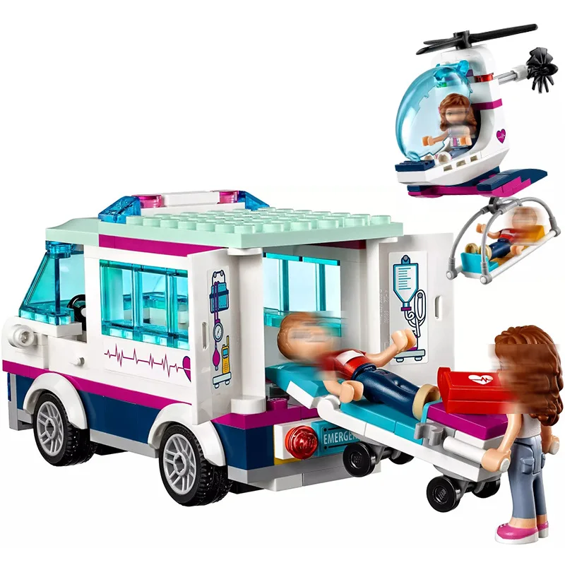Billig Freunde Stadt Heartlake Krankenhaus Krankenwagen Block Set Prinzessin Unterwasser Palace Kompatibel mit Legoingly Freunde 41318 Mädchen Spielzeug