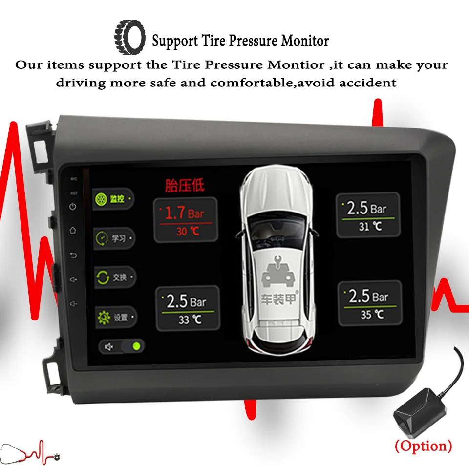 Top 2Din Android 9.1 RAM 4GB DSP 10.1" Car Radio Stereo For Honda Civic 2012 2013 2014 2015 GPS Touch screen Multimedia Player 15