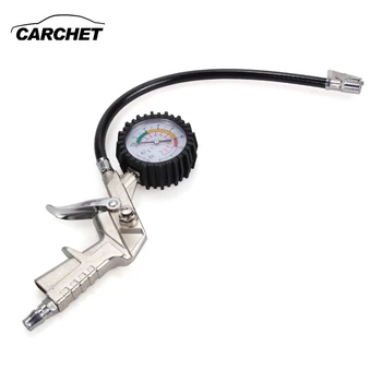 

CARCHET Dial Tire Inflator Gauge Auto Bike Compressor Automotive Tools Flexible Hose 0-200 PSI Pistol Style Air Chuck Pneumatic