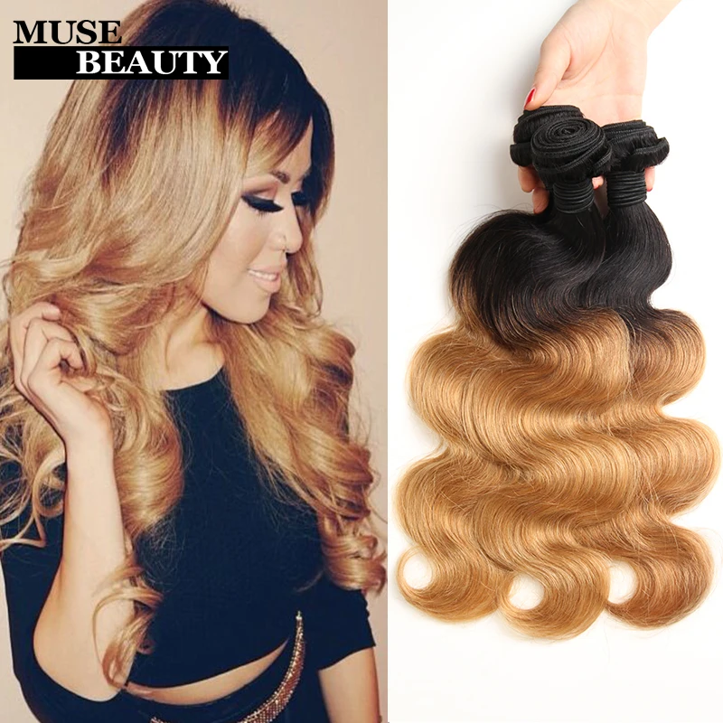 Grace Women Blonde Ombre Human Hair 4 Bundles Peruvian Virgin Hair