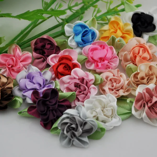 15 шт. 2 тон цветы из атласной ленты Луки Аппликация ручной работы к свадьбе U pick B047