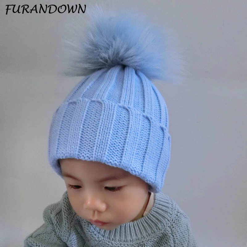Новинка 2019 модная зимняя шапка FURANDOWN для детей теплая вязаная детские шапки с