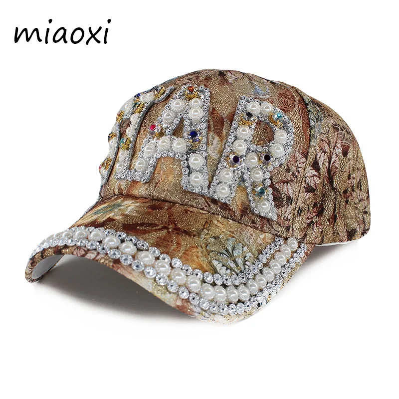 

miaoxi High Quality New Fashion Women Caps Baseball Cap Star Rhinestone Floral Adult Hat Summer Sun Casual Hats Women's Snapback