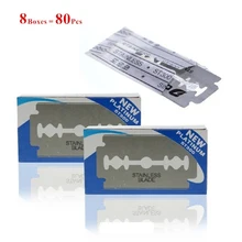 80 шт. бритвенные лезвия брендовые из нержавеющей стали безопасные бритвенные лезвия для бритья лезвия для бритвы для мужчин Lames De Rasoir парикмахерское лезвие