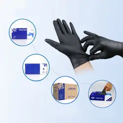 2018 Новый 50 пара бытовой Чистка стирка одноразовые перчатки Черный Механик нитрил лаборатории дизайн ногтей анти-статические перчатки