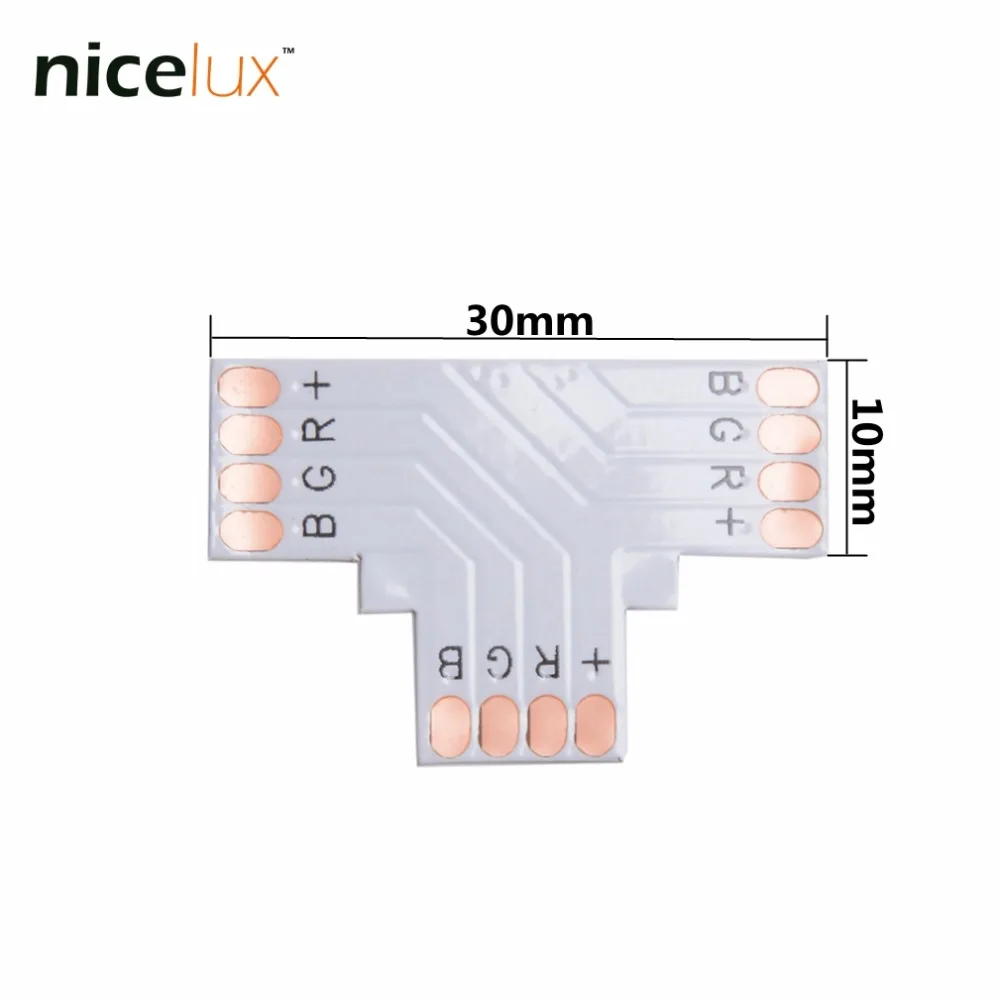 50 шт./лот RGB Светодиодные полосы угловой разъем 4 Pin 10 мм L T X форма печатной платы разветвитель разъем для SMD 5050 4pin светодиодный свет ленты