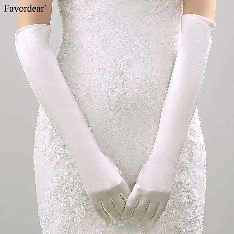 Favordear 2018 Elbow length Satin Gloves Formal Party Gloves Stretchy