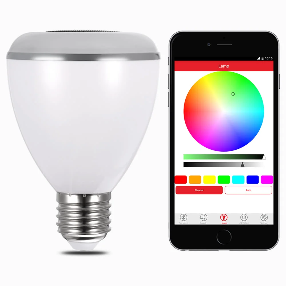 Умная светодио дный светодиодная лампа, цветная умная лампа с BT динамиком, Android/IOS, приложение для телефона