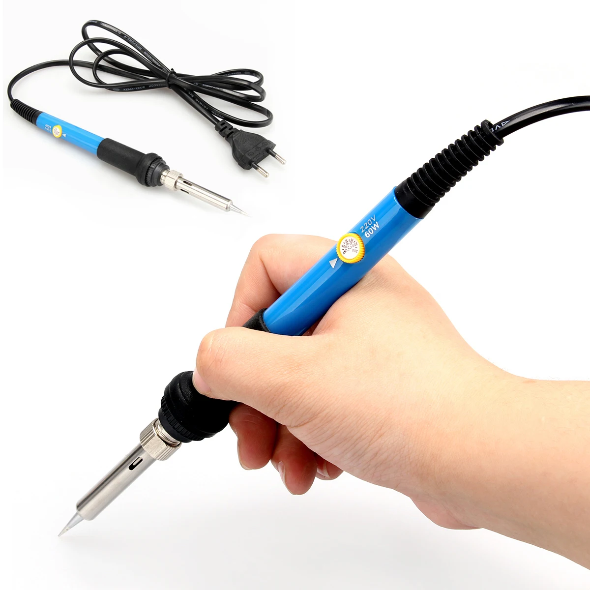 

6Pcs/Set EU/US Plug 60W 220V Temperature Adjustable Electric Soldering Iron Kit Rework Station Handle Heat Pencil Tool