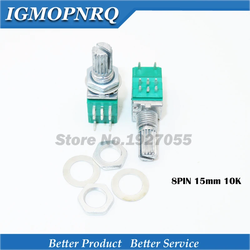 cheap 5PCS RK097G 10K b10k RK097GS single linked potentiometer with a switch audio 3pin shaft 15mm amplifier sealing new